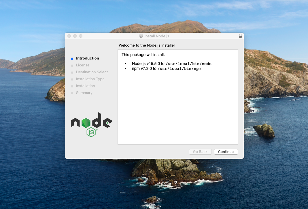 Follow instructions to install node js